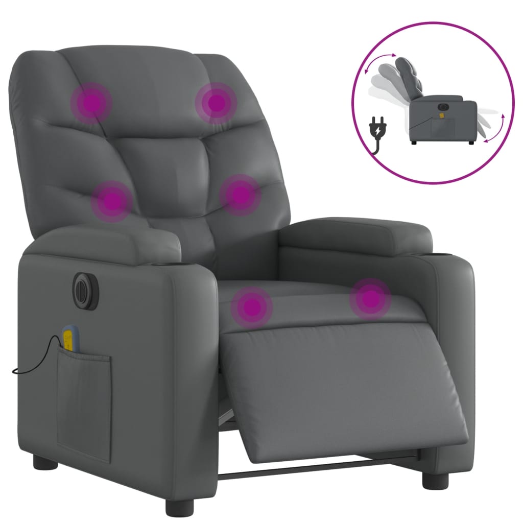 Massagestoel verstelbaar elektrisch kunstleer grijs is nu te koop bij PeponiXL, paradijselijk wonen!