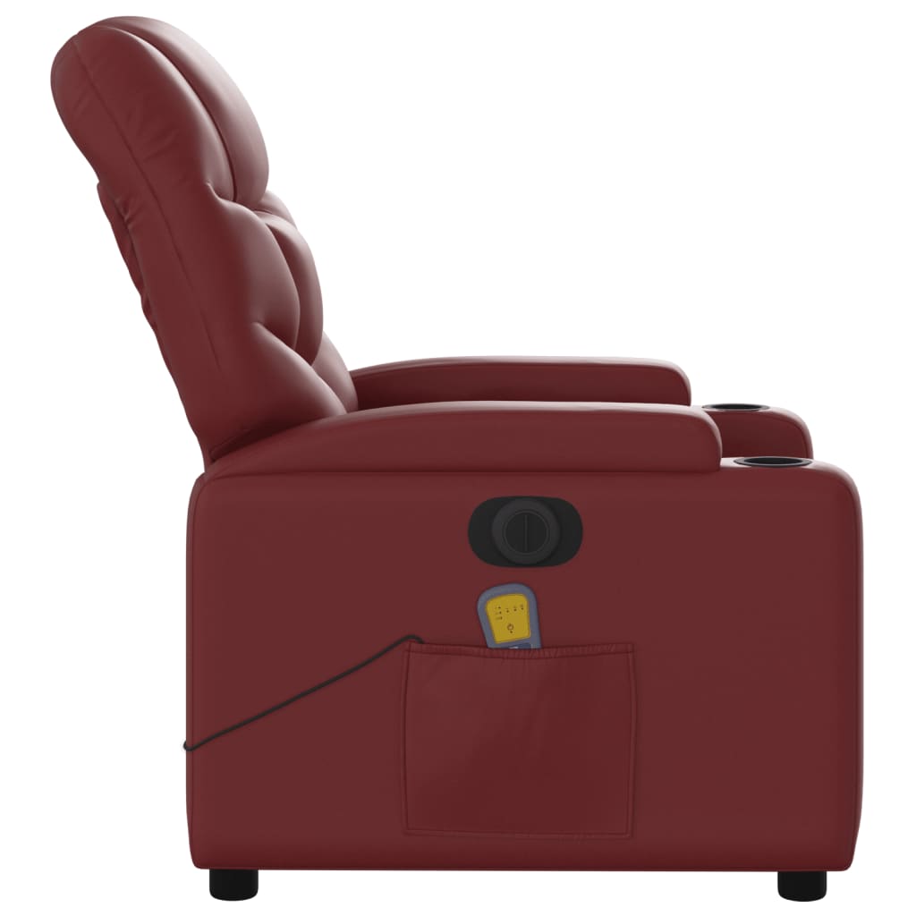 Massagestoel verstelbaar elektrisch kunstleer wijnrood is nu te koop bij PeponiXL, paradijselijk wonen!