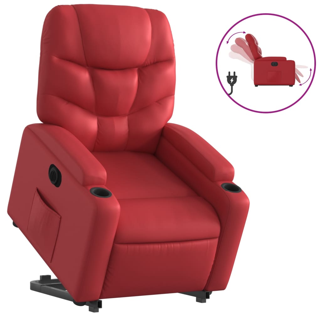 Sta-op-stoel elektrisch kunstleer rood is nu te koop bij PeponiXL, paradijselijk wonen!
