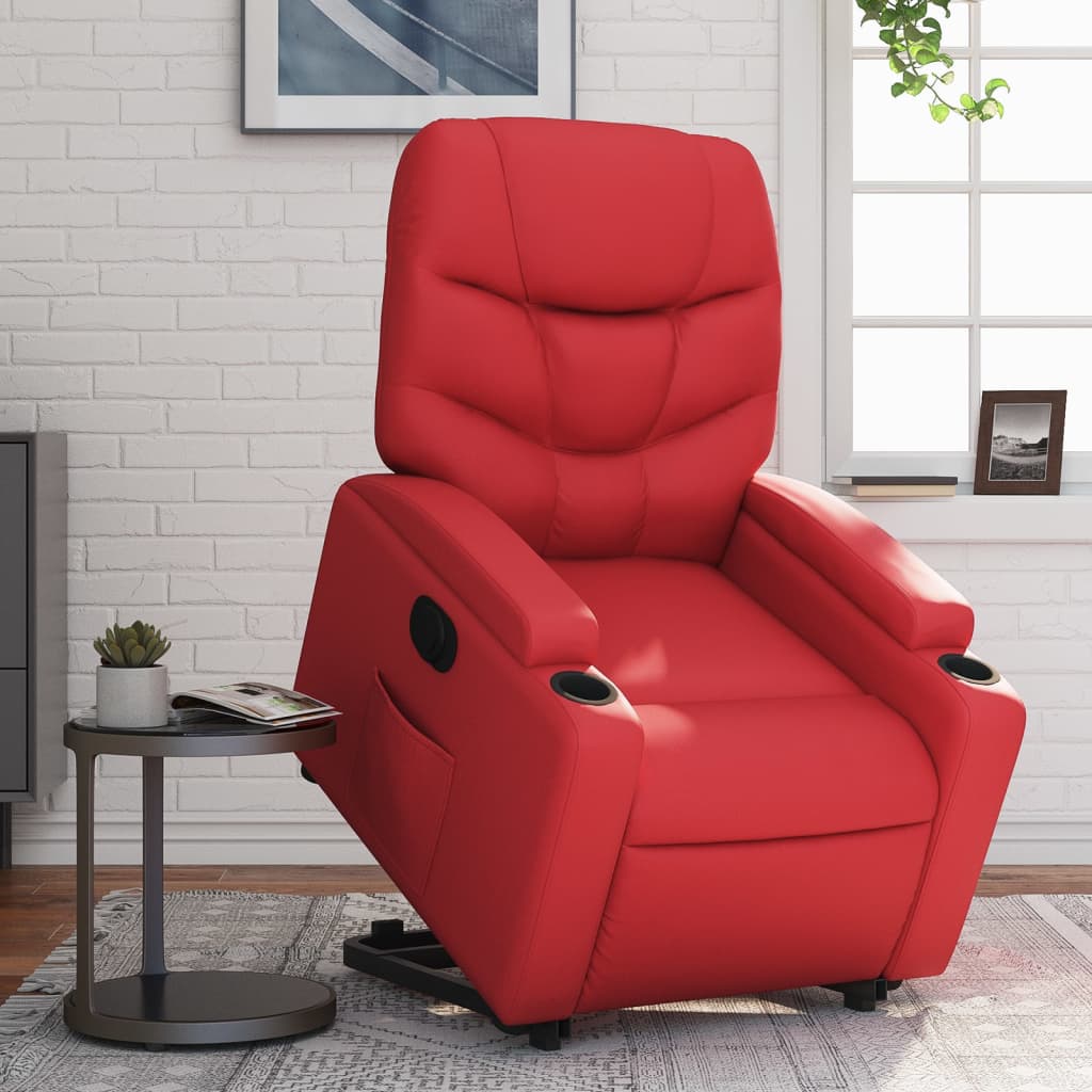 Sta-op-stoel elektrisch kunstleer rood is nu te koop bij PeponiXL, paradijselijk wonen!