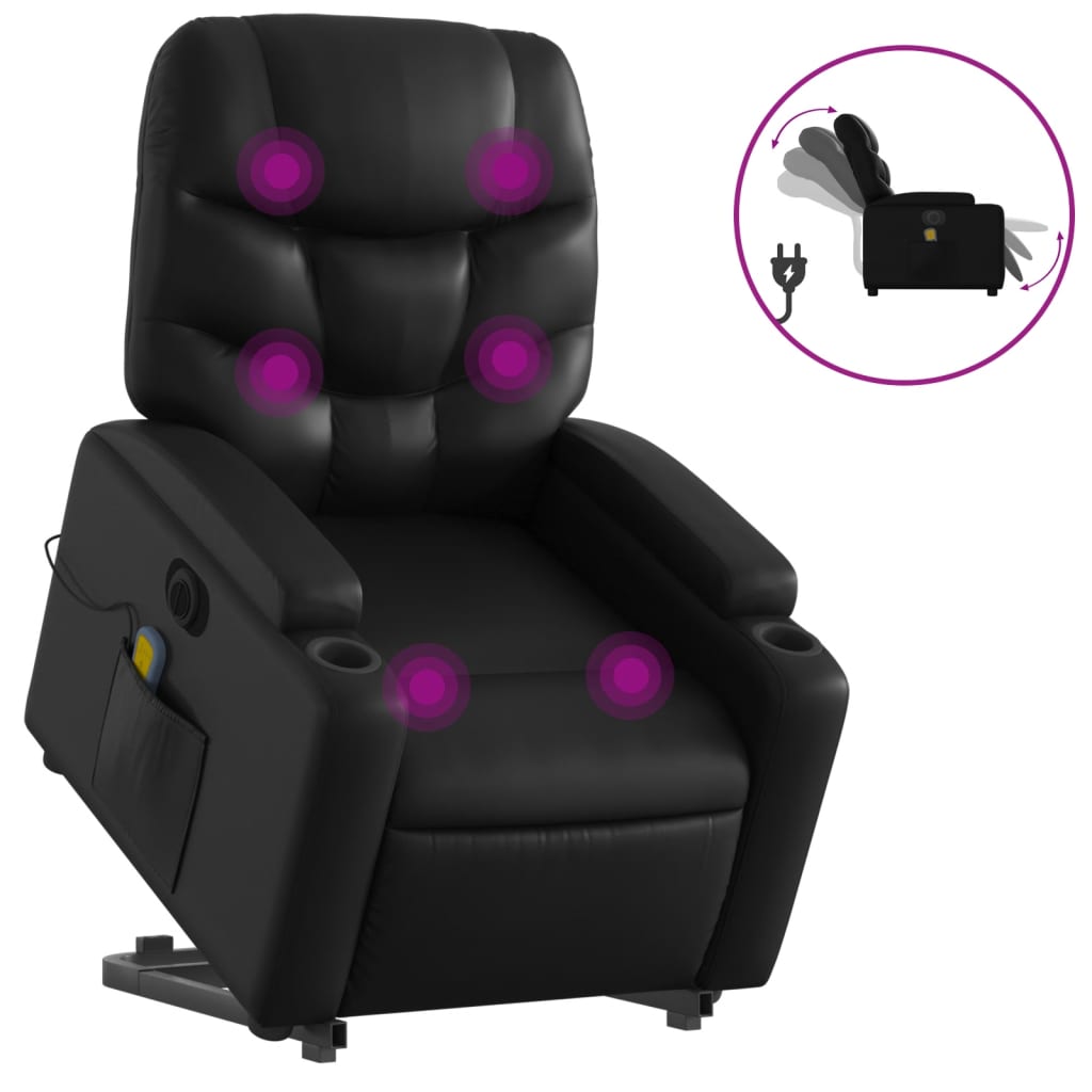 Sta-op-massagestoel elektrisch kunstleer zwart is nu te koop bij PeponiXL, paradijselijk wonen!