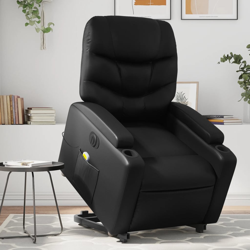 Sta-op-massagestoel elektrisch kunstleer zwart is nu te koop bij PeponiXL, paradijselijk wonen!