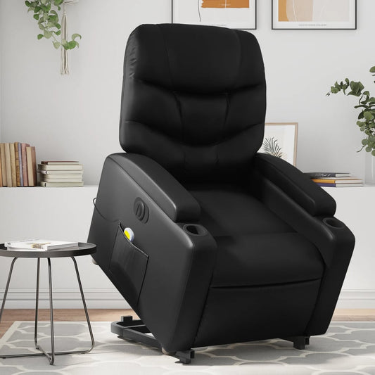 Sta-op-massagestoel elektrisch kunstleer zwart is nu te koop bij PeponiXL, paradijselijk wonen!