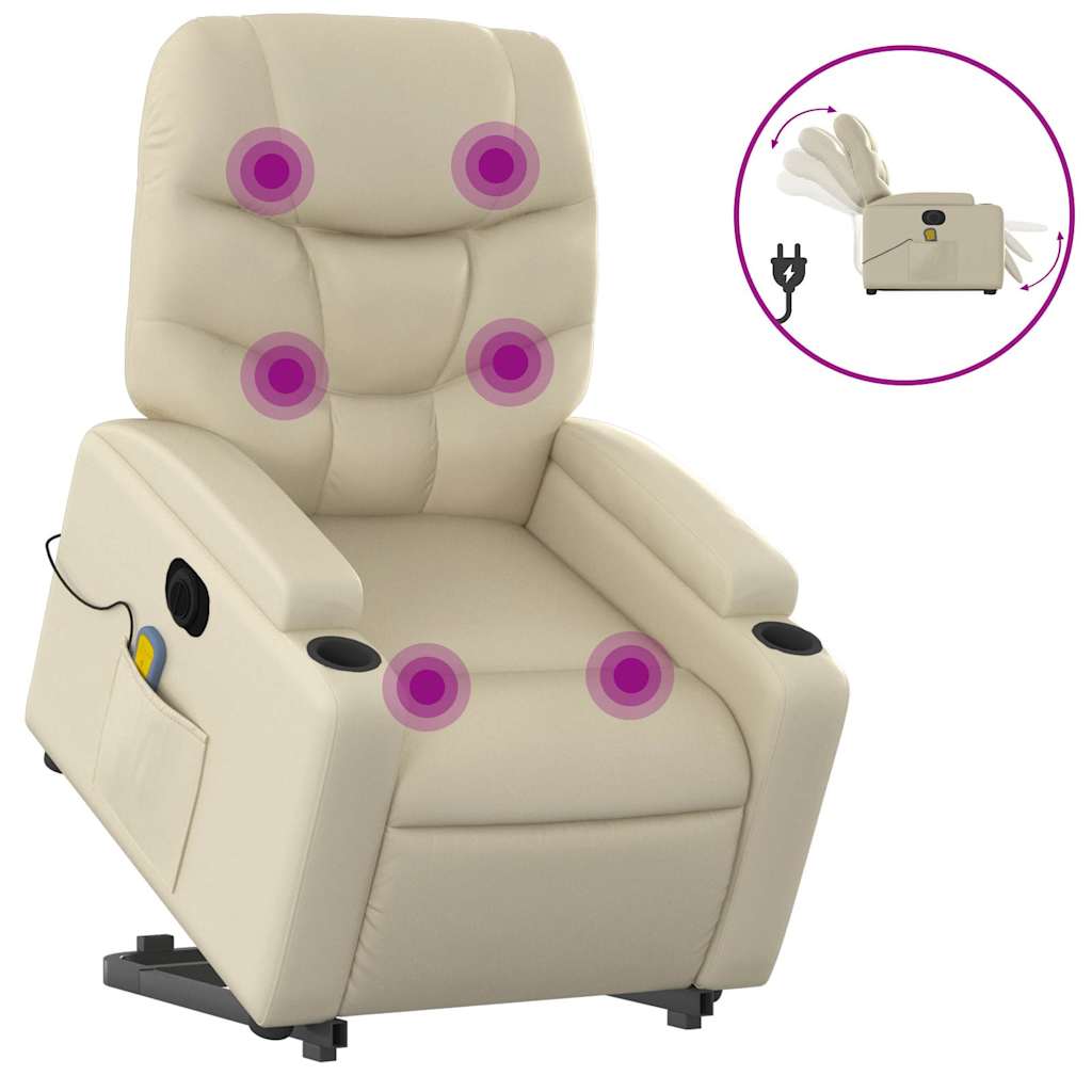 Sta-op-massagestoel elektrisch kunstleer crèmekleurig is nu te koop bij PeponiXL, paradijselijk wonen!
