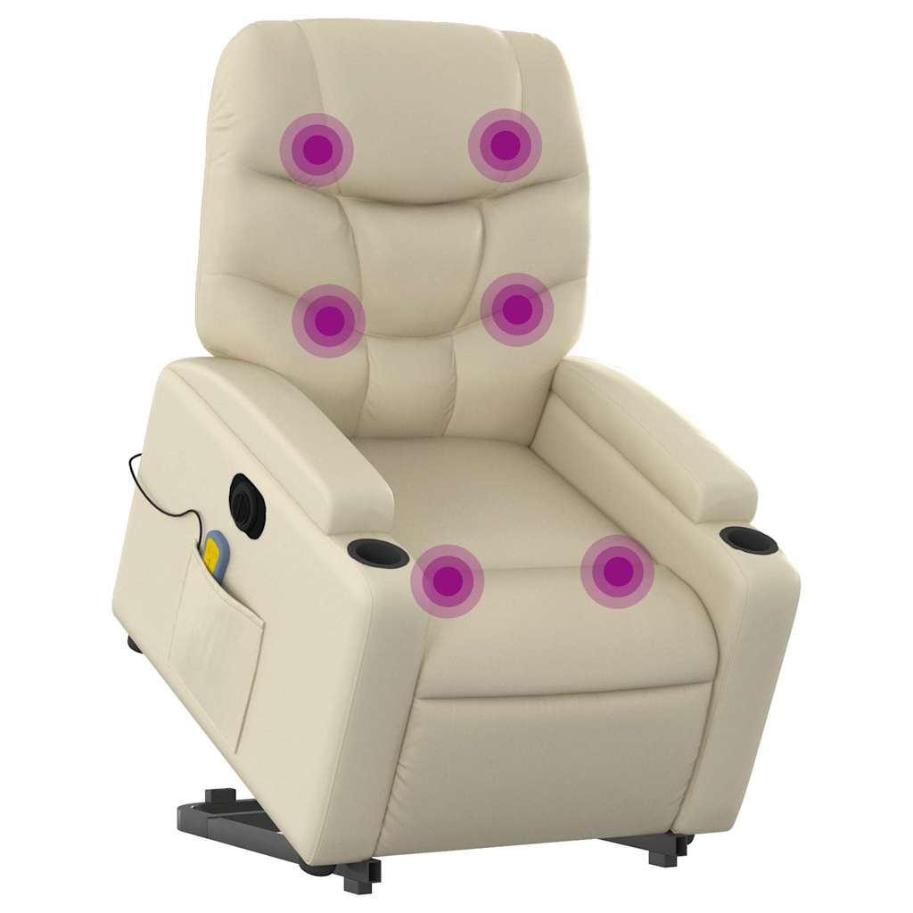 Sta-op-massagestoel elektrisch kunstleer crèmekleurig is nu te koop bij PeponiXL, paradijselijk wonen!