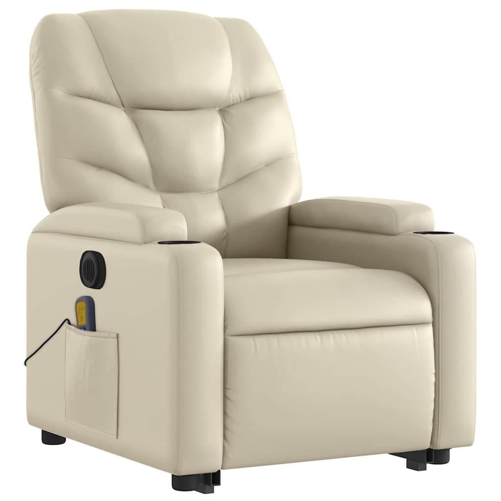 Sta-op-massagestoel elektrisch kunstleer crèmekleurig is nu te koop bij PeponiXL, paradijselijk wonen!
