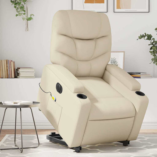 Sta-op-massagestoel elektrisch kunstleer crèmekleurig is nu te koop bij PeponiXL, paradijselijk wonen!
