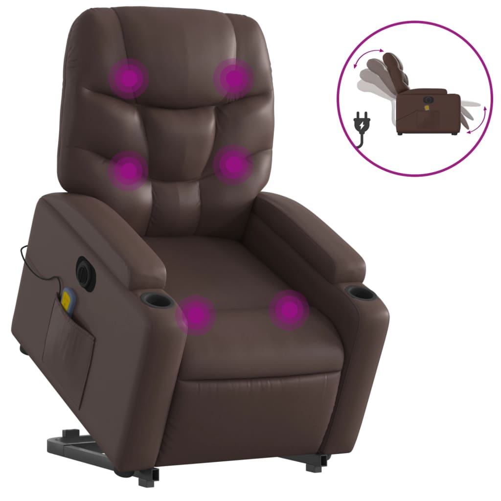 Sta-op-massagestoel elektrisch kunstleer bruin is nu te koop bij PeponiXL, paradijselijk wonen!
