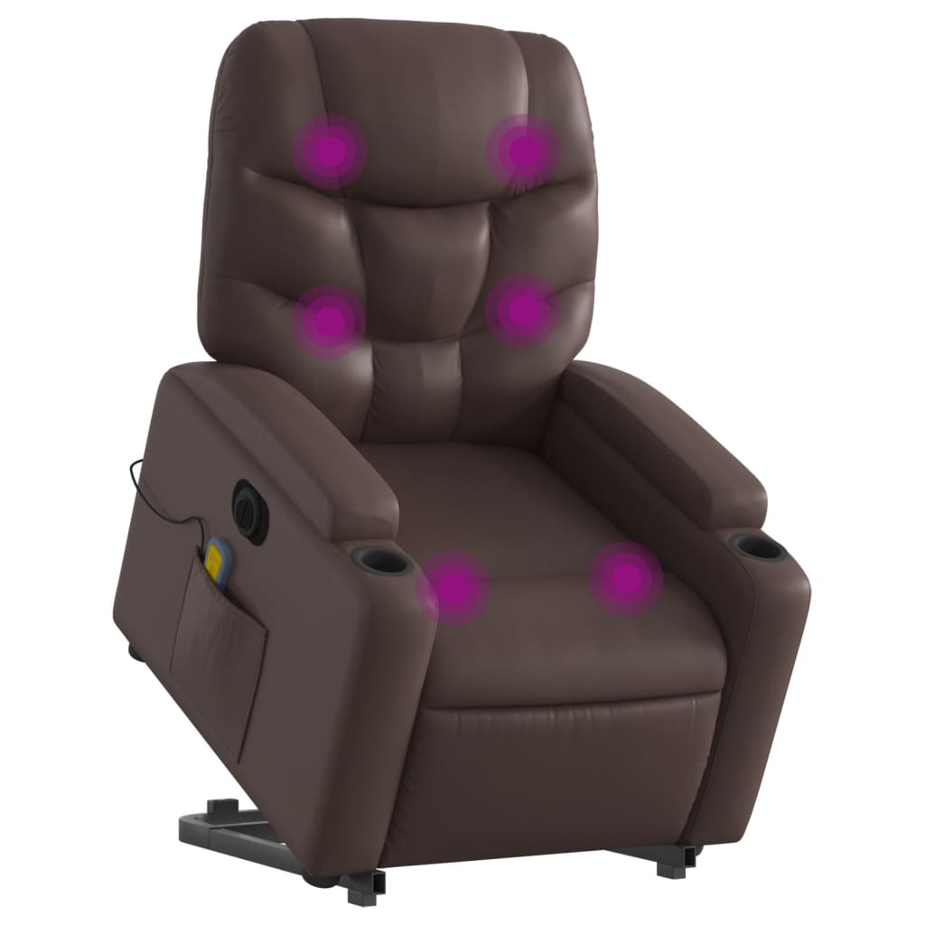 Sta-op-massagestoel elektrisch kunstleer bruin is nu te koop bij PeponiXL, paradijselijk wonen!