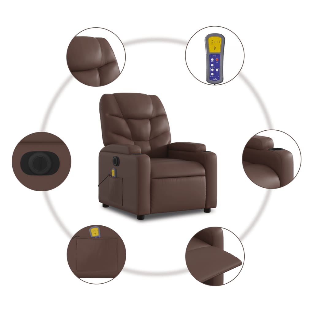 Sta-op-massagestoel elektrisch kunstleer bruin is nu te koop bij PeponiXL, paradijselijk wonen!