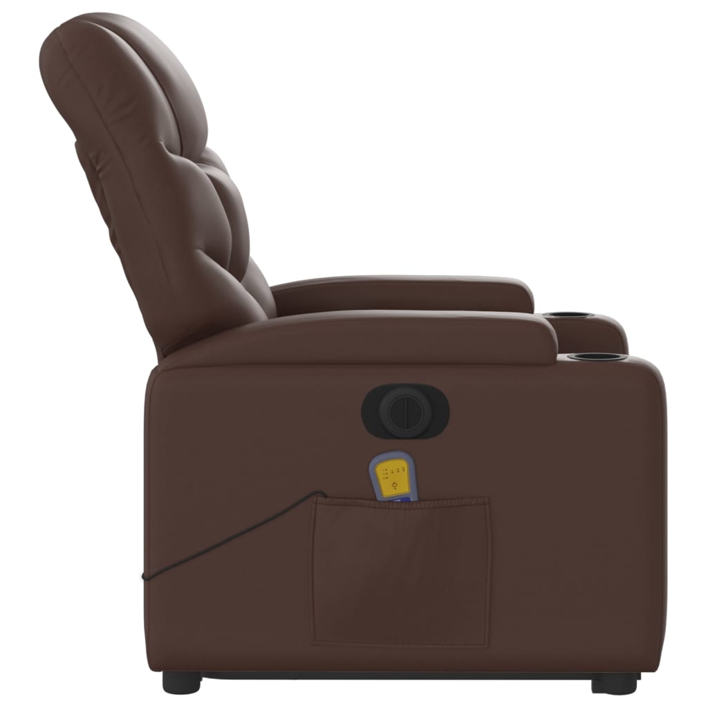 Sta-op-massagestoel elektrisch kunstleer bruin is nu te koop bij PeponiXL, paradijselijk wonen!