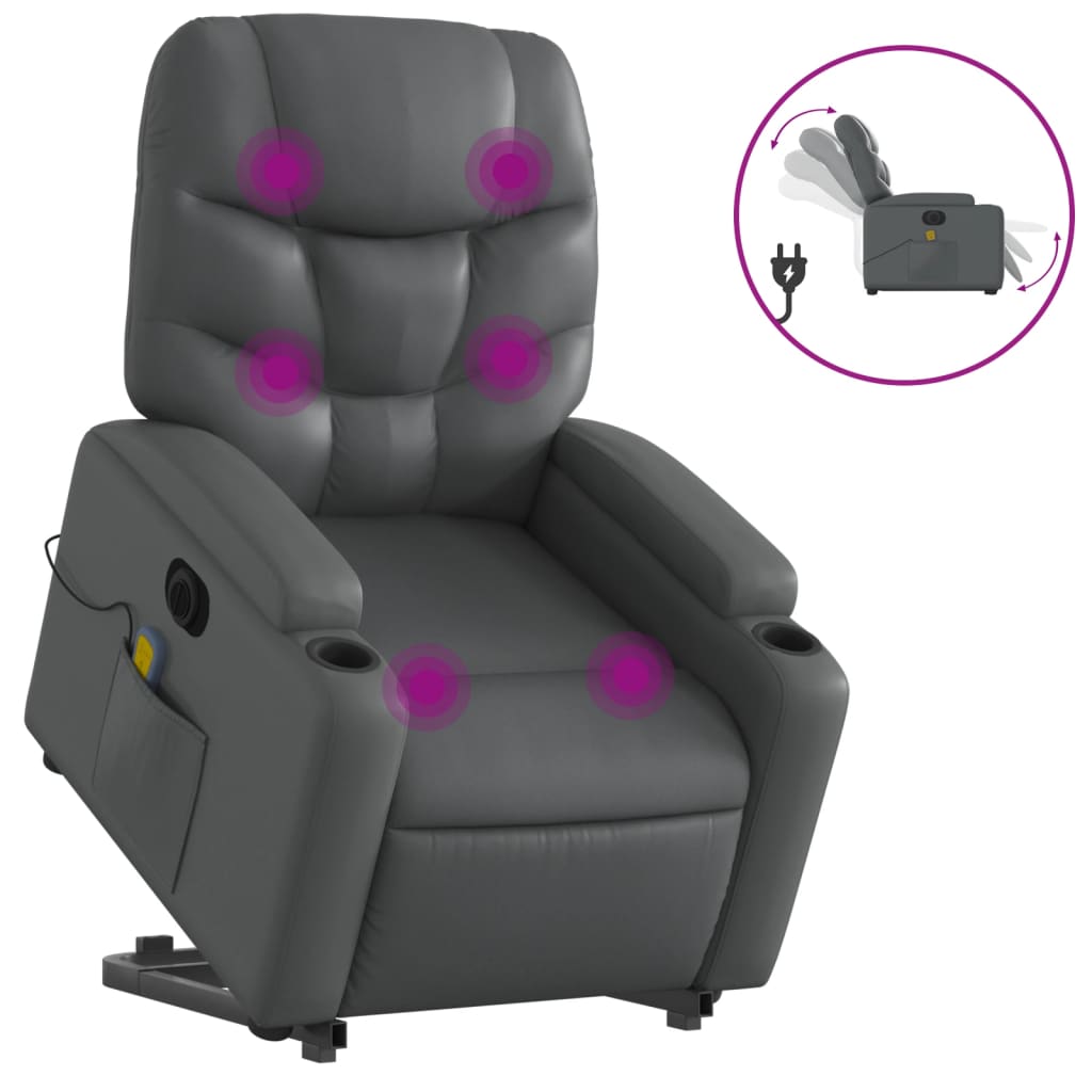 Sta-op-massagestoel elektrisch kunstleer grijs is nu te koop bij PeponiXL, paradijselijk wonen!