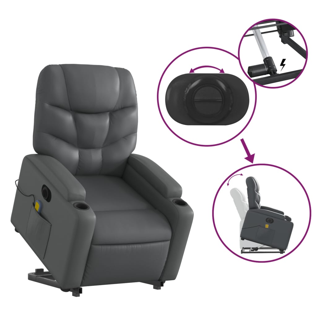 Sta-op-massagestoel elektrisch kunstleer grijs is nu te koop bij PeponiXL, paradijselijk wonen!