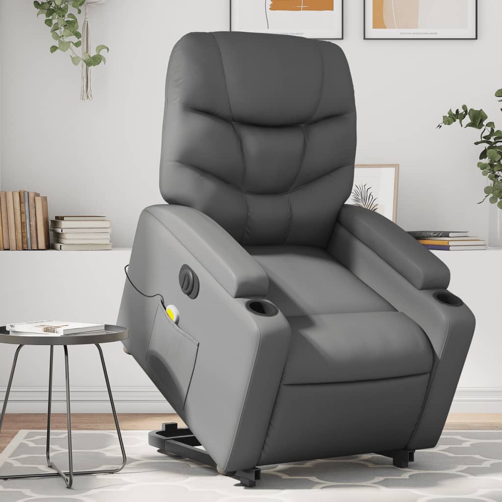 Sta-op-massagestoel elektrisch kunstleer grijs is nu te koop bij PeponiXL, paradijselijk wonen!