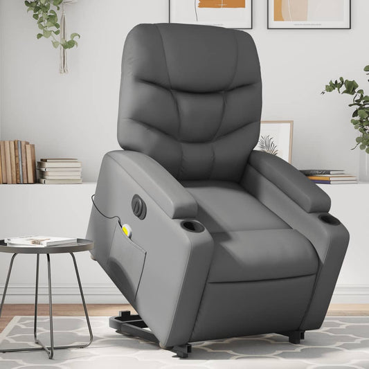 Sta-op-massagestoel elektrisch kunstleer grijs is nu te koop bij PeponiXL, paradijselijk wonen!