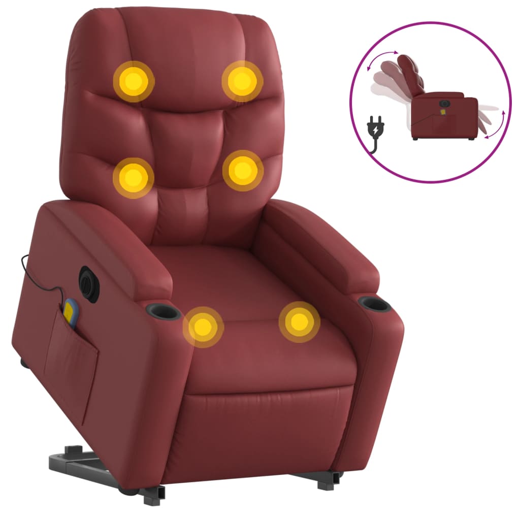 Sta-op-massagestoel elektrisch kunstleer wijnrood is nu te koop bij PeponiXL, paradijselijk wonen!