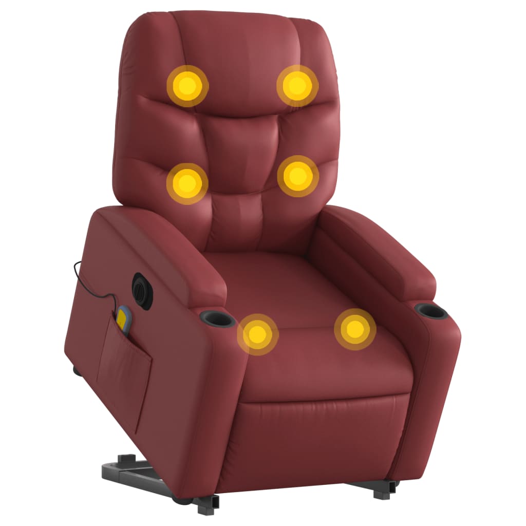 Sta-op-massagestoel elektrisch kunstleer wijnrood is nu te koop bij PeponiXL, paradijselijk wonen!