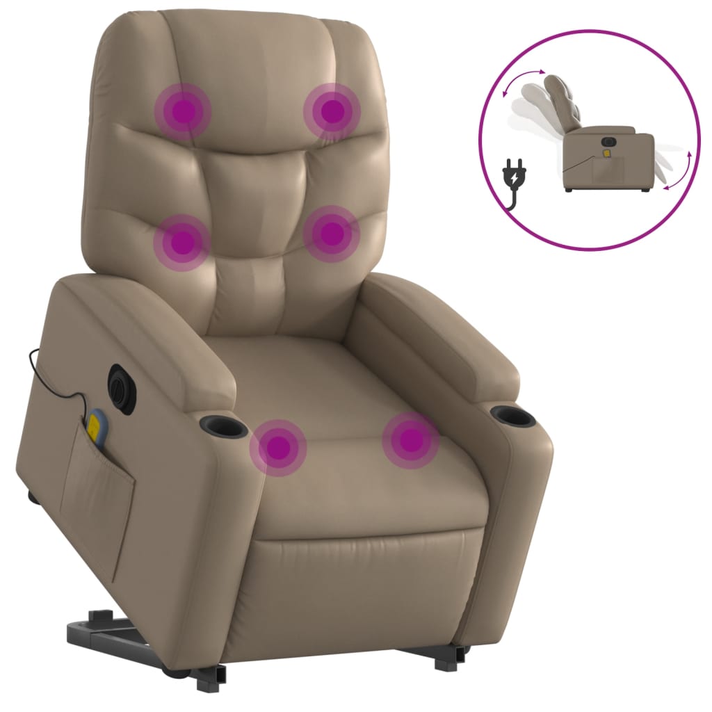 Sta-op-massagestoel elektrisch kunstleer cappuccinokleurig is nu te koop bij PeponiXL, paradijselijk wonen!