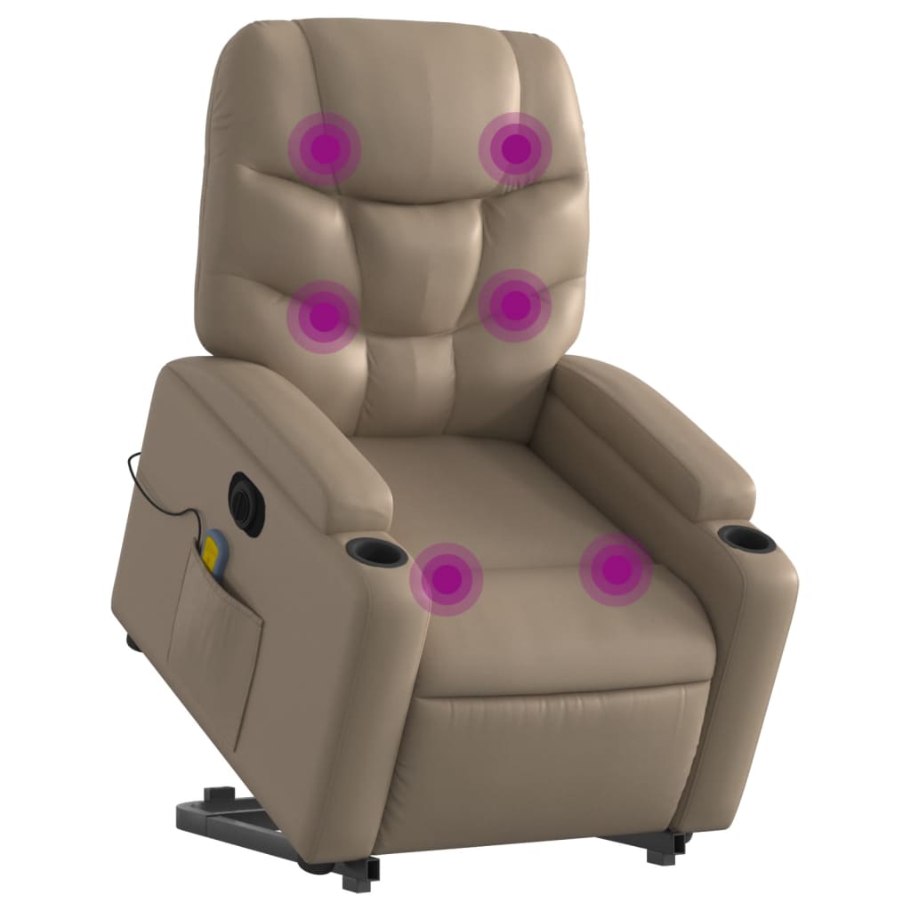 Sta-op-massagestoel elektrisch kunstleer cappuccinokleurig is nu te koop bij PeponiXL, paradijselijk wonen!