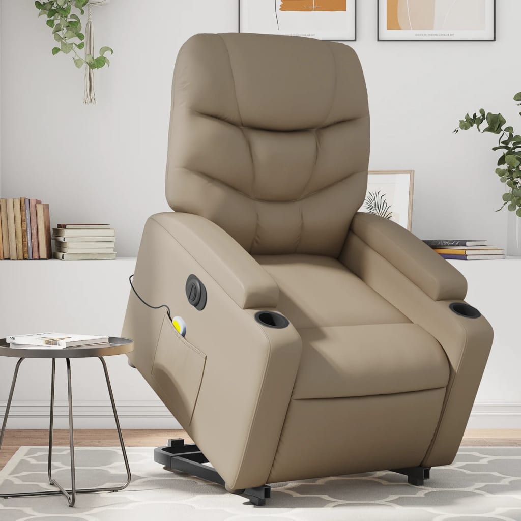 Sta-op-massagestoel elektrisch kunstleer cappuccinokleurig is nu te koop bij PeponiXL, paradijselijk wonen!