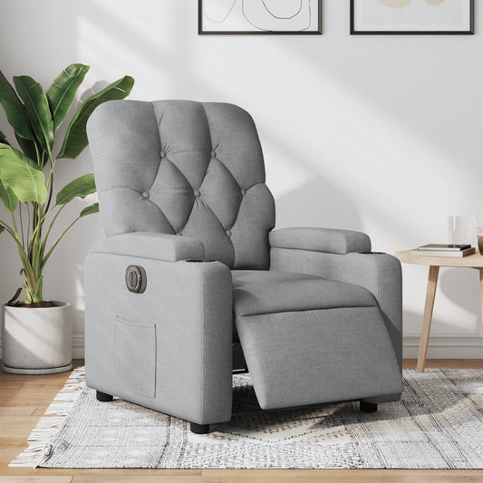 Fauteuil elektrisch verstelbaar stof lichtgrijs is nu te koop bij PeponiXL, paradijselijk wonen!