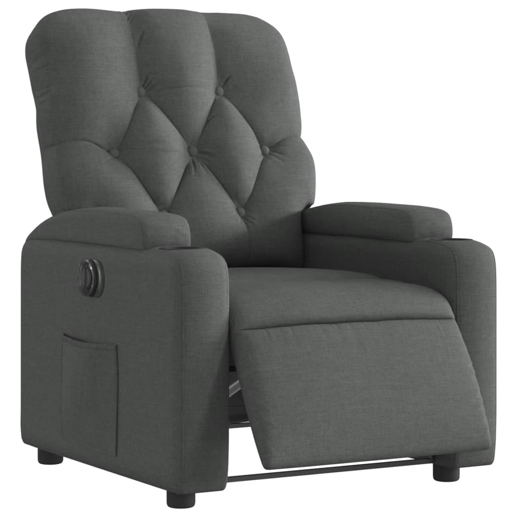 Fauteuil elektrisch verstelbaar stof donkergrijs is nu te koop bij PeponiXL, paradijselijk wonen!