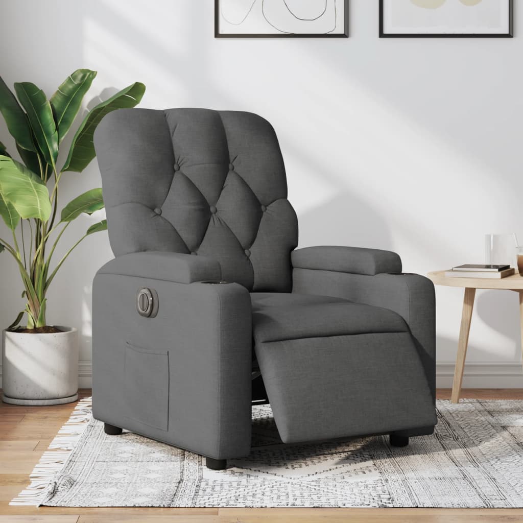 Fauteuil elektrisch verstelbaar stof donkergrijs is nu te koop bij PeponiXL, paradijselijk wonen!