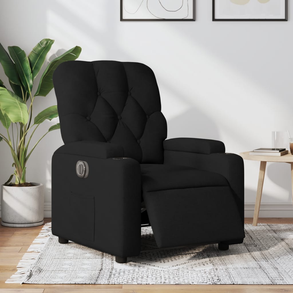 Fauteuil verstelbaar elektrisch stof zwart is nu te koop bij PeponiXL, paradijselijk wonen!