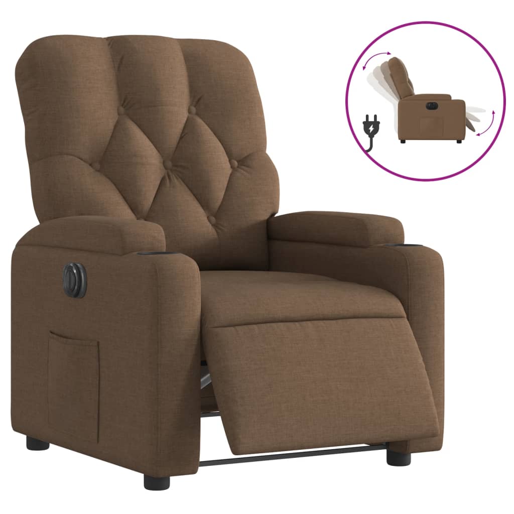 Fauteuil verstelbaar elektrisch stof bruin is nu te koop bij PeponiXL, paradijselijk wonen!