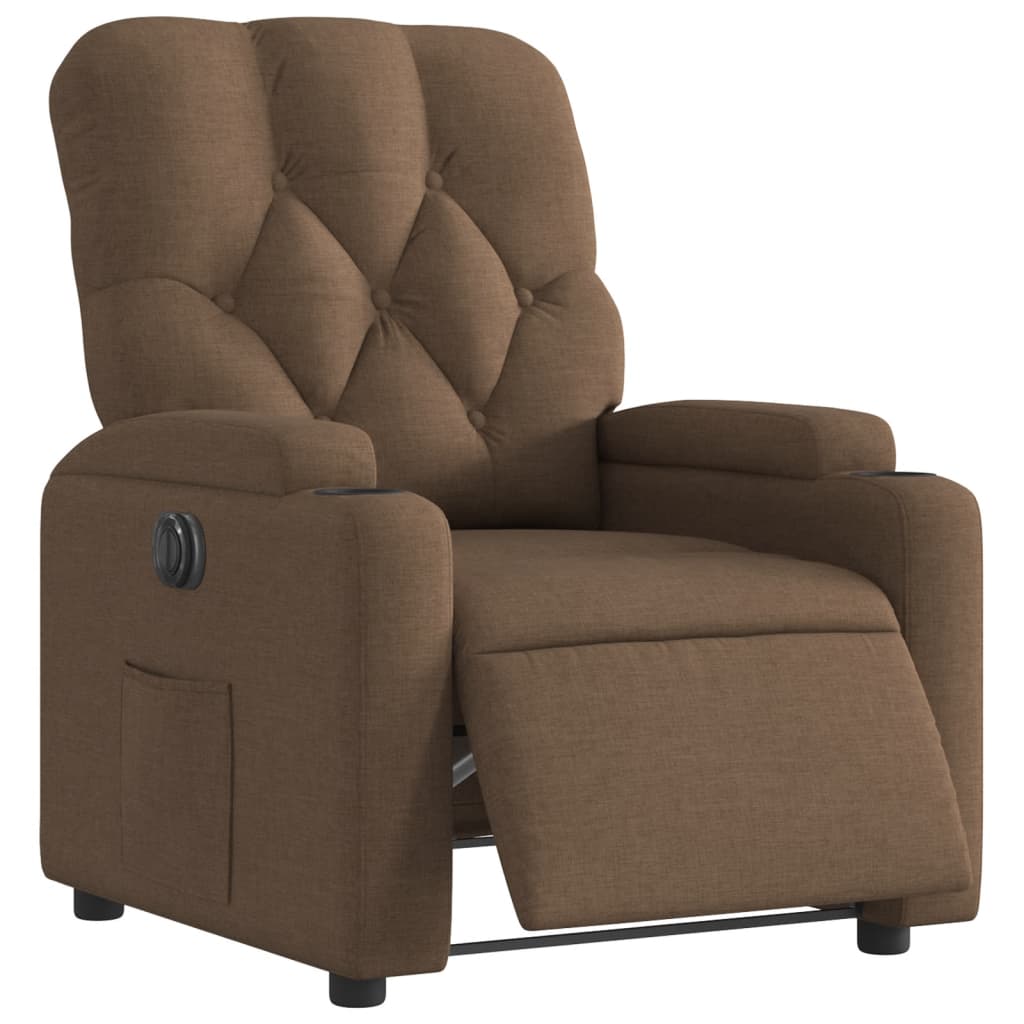 Fauteuil verstelbaar elektrisch stof bruin is nu te koop bij PeponiXL, paradijselijk wonen!