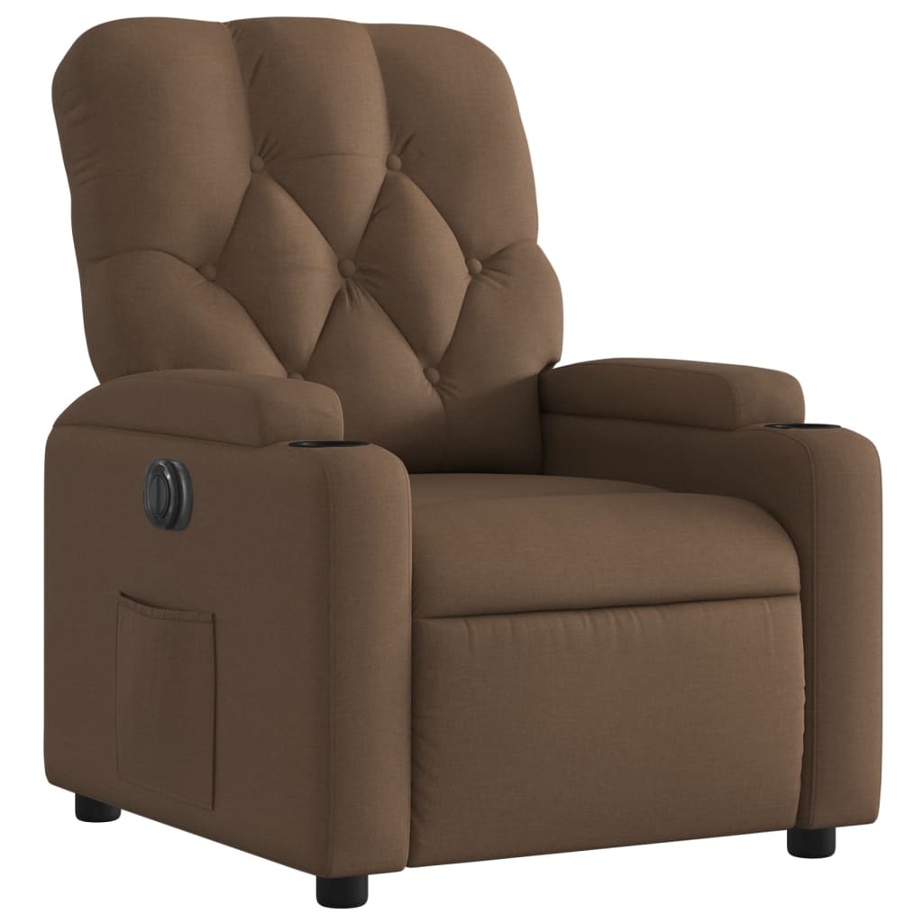 Fauteuil verstelbaar elektrisch stof bruin is nu te koop bij PeponiXL, paradijselijk wonen!