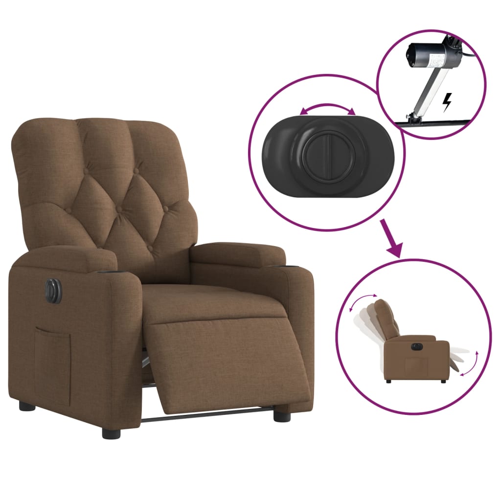 Fauteuil verstelbaar elektrisch stof bruin is nu te koop bij PeponiXL, paradijselijk wonen!