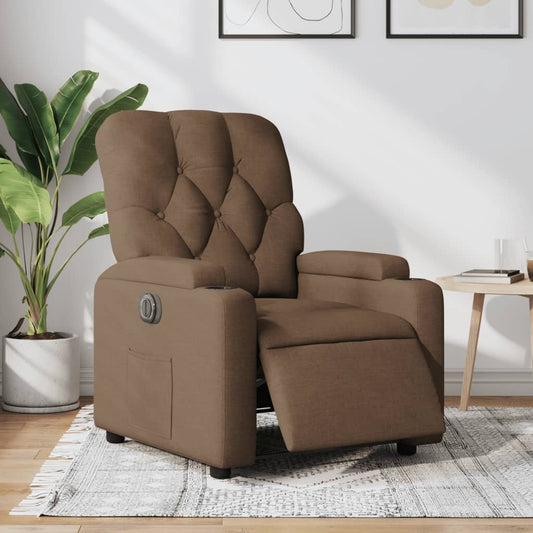 Fauteuil verstelbaar elektrisch stof bruin is nu te koop bij PeponiXL, paradijselijk wonen!