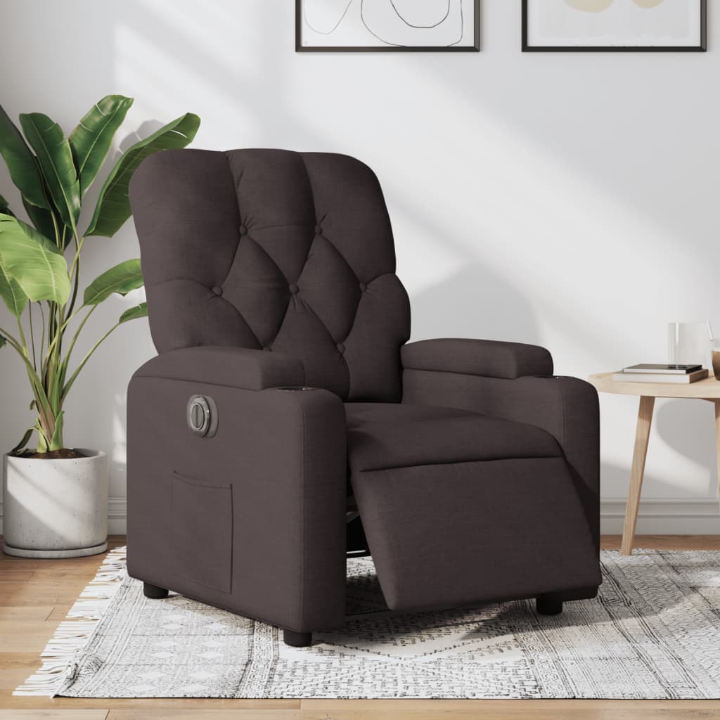 Fauteuil verstelbaar elektrisch stof donkerbruin is nu te koop bij PeponiXL, paradijselijk wonen!