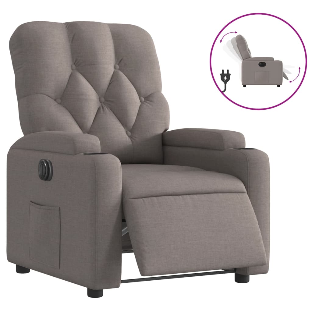 Fauteuil verstelbaar elektrisch stof taupe is nu te koop bij PeponiXL, paradijselijk wonen!