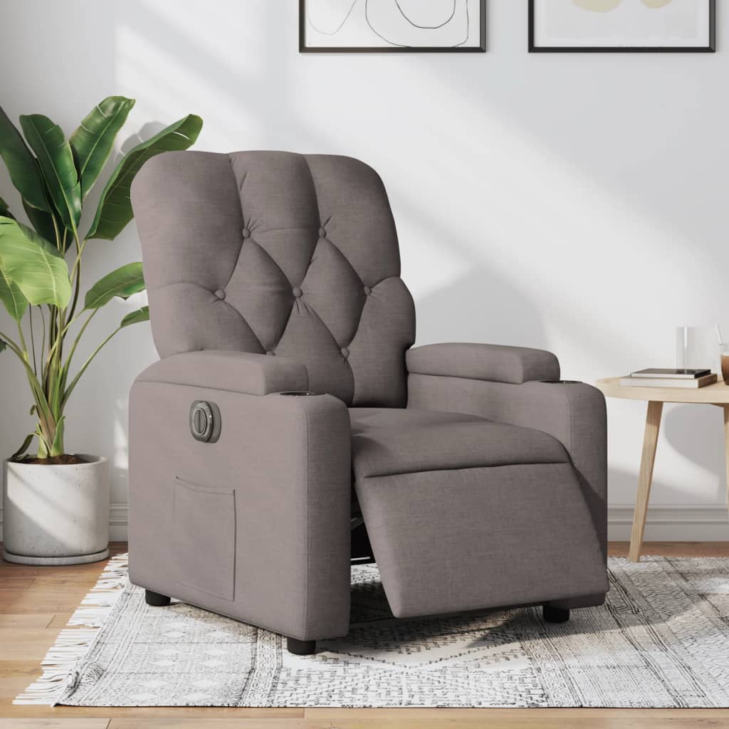 Fauteuil verstelbaar elektrisch stof taupe is nu te koop bij PeponiXL, paradijselijk wonen!