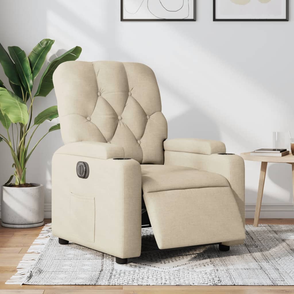 Fauteuil verstelbaar elektrisch stof crèmekleurig is nu te koop bij PeponiXL, paradijselijk wonen!