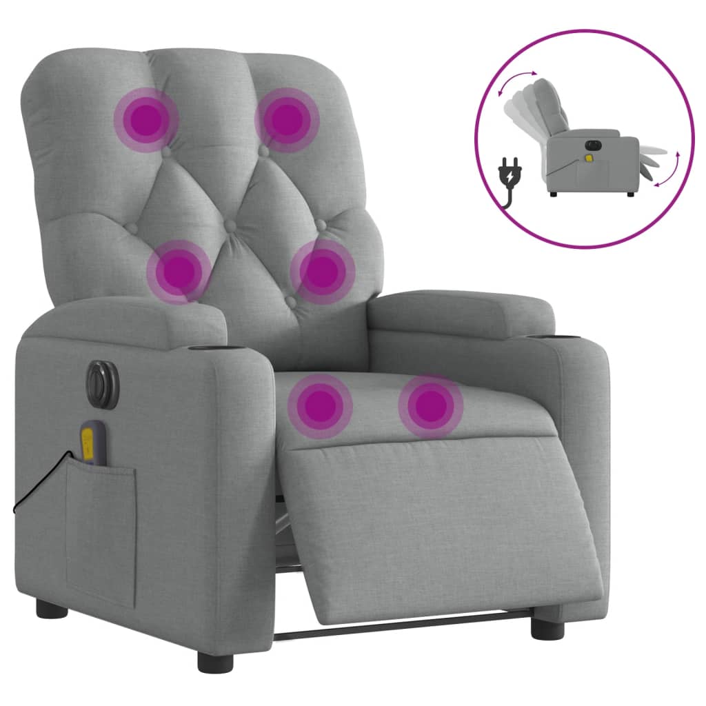 Massagestoel elektrisch verstelbaar stof lichtgrijs is nu te koop bij PeponiXL, paradijselijk wonen!