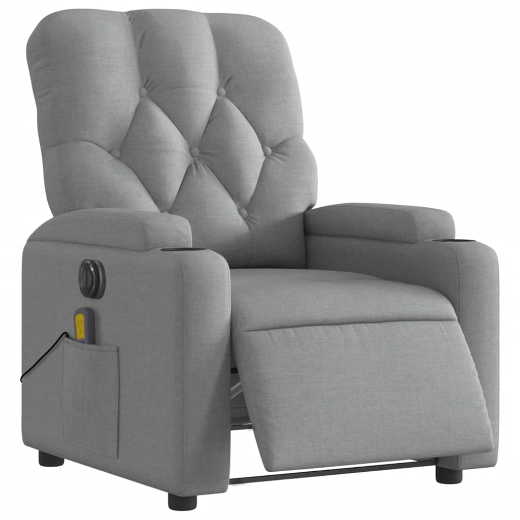 Massagestoel elektrisch verstelbaar stof lichtgrijs is nu te koop bij PeponiXL, paradijselijk wonen!