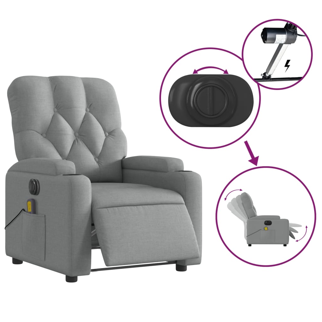 Massagestoel elektrisch verstelbaar stof lichtgrijs is nu te koop bij PeponiXL, paradijselijk wonen!