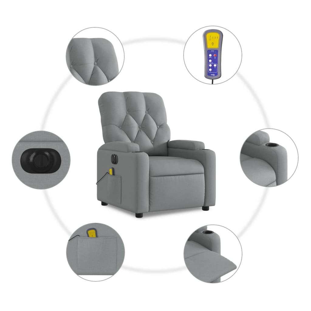 Massagestoel elektrisch verstelbaar stof lichtgrijs is nu te koop bij PeponiXL, paradijselijk wonen!