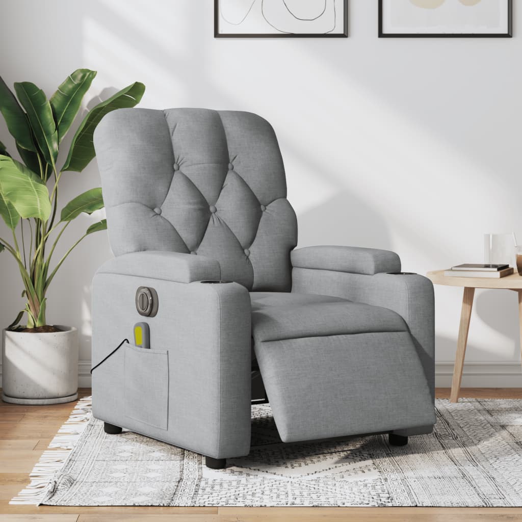 Massagestoel elektrisch verstelbaar stof lichtgrijs is nu te koop bij PeponiXL, paradijselijk wonen!