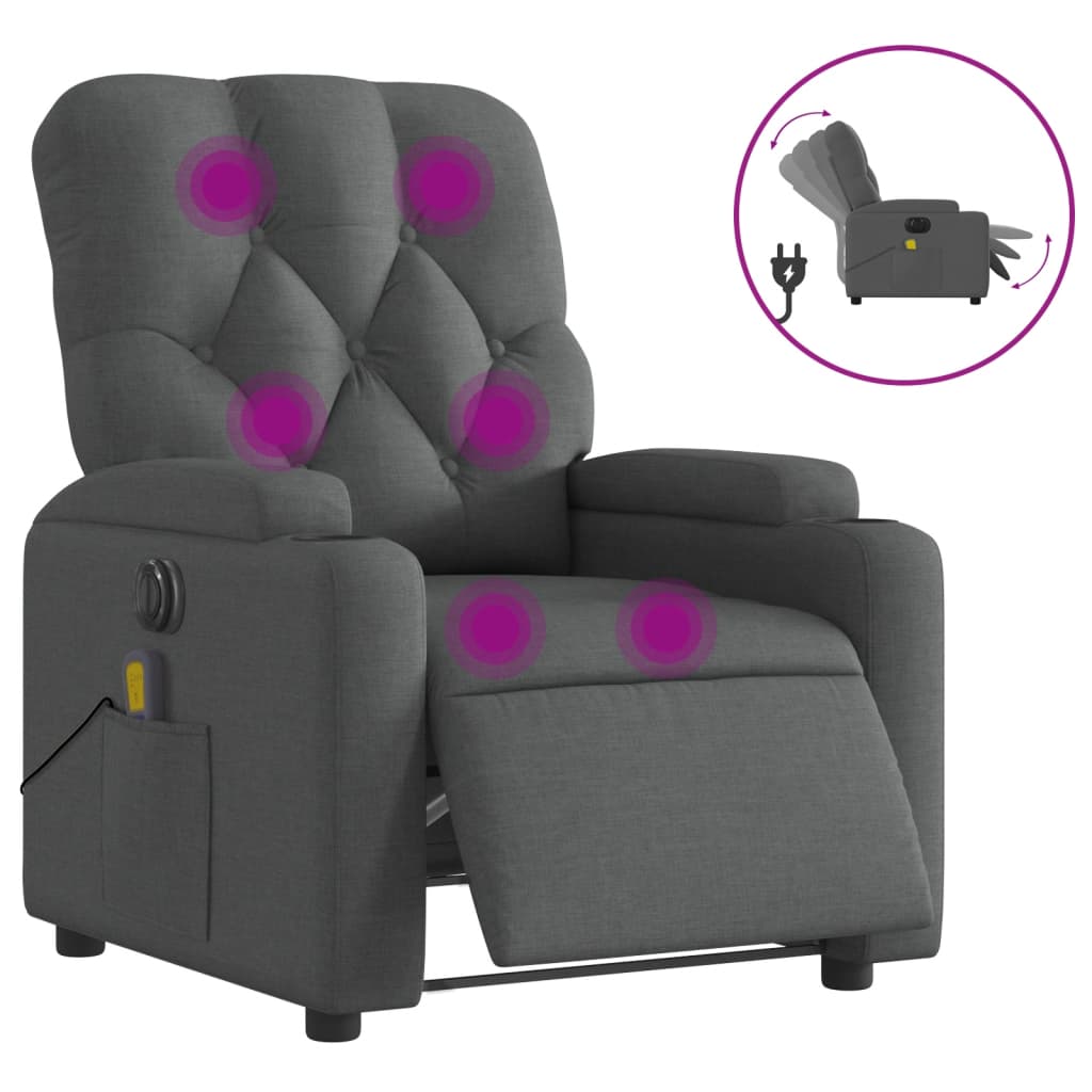 Massagestoel elektrisch verstelbaar stof donkergrijs is nu te koop bij PeponiXL, paradijselijk wonen!