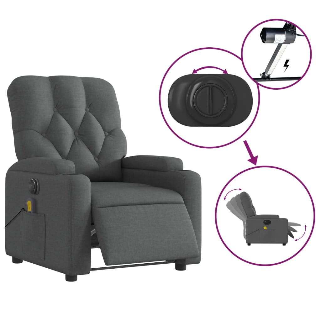 Massagestoel elektrisch verstelbaar stof donkergrijs is nu te koop bij PeponiXL, paradijselijk wonen!