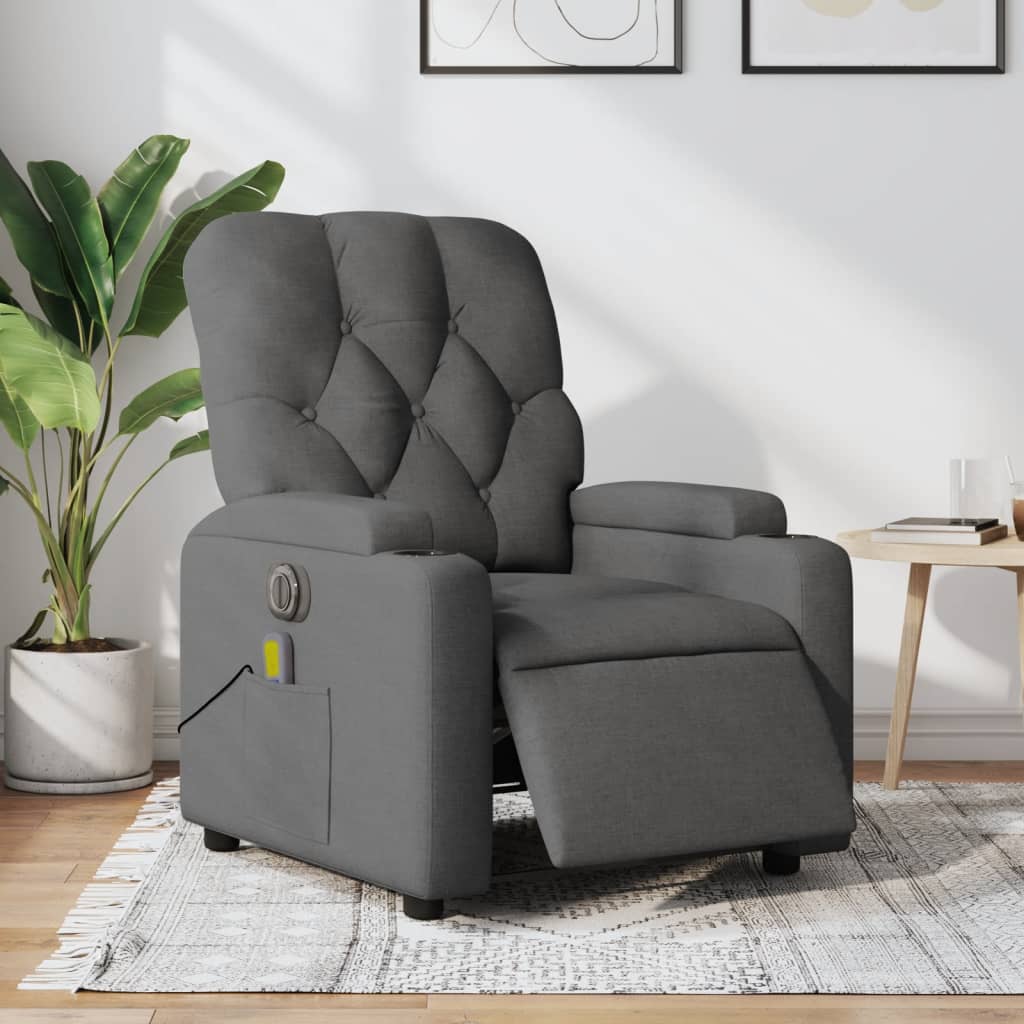 Massagestoel elektrisch verstelbaar stof donkergrijs is nu te koop bij PeponiXL, paradijselijk wonen!