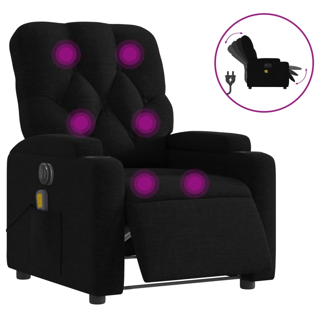 Massagestoel elektrisch verstelbaar stof zwart is nu te koop bij PeponiXL, paradijselijk wonen!