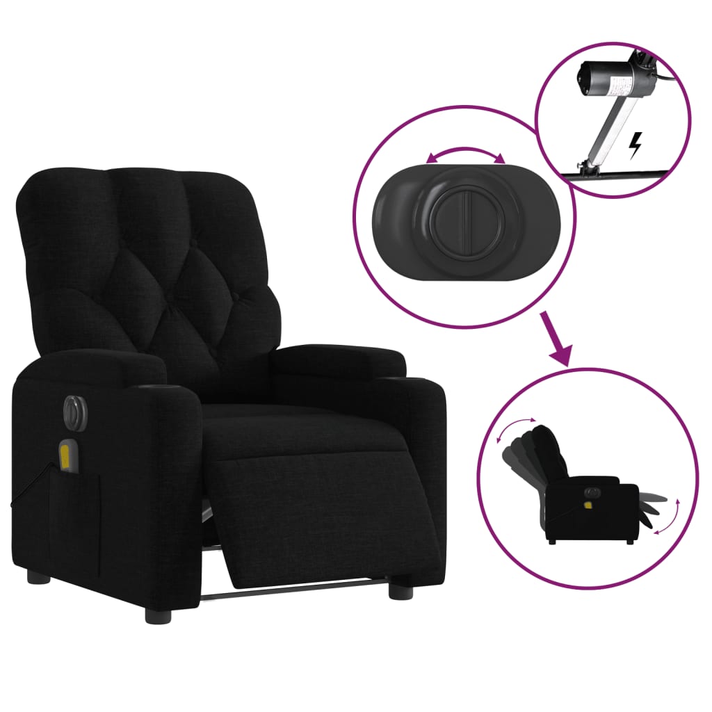 Massagestoel elektrisch verstelbaar stof zwart is nu te koop bij PeponiXL, paradijselijk wonen!