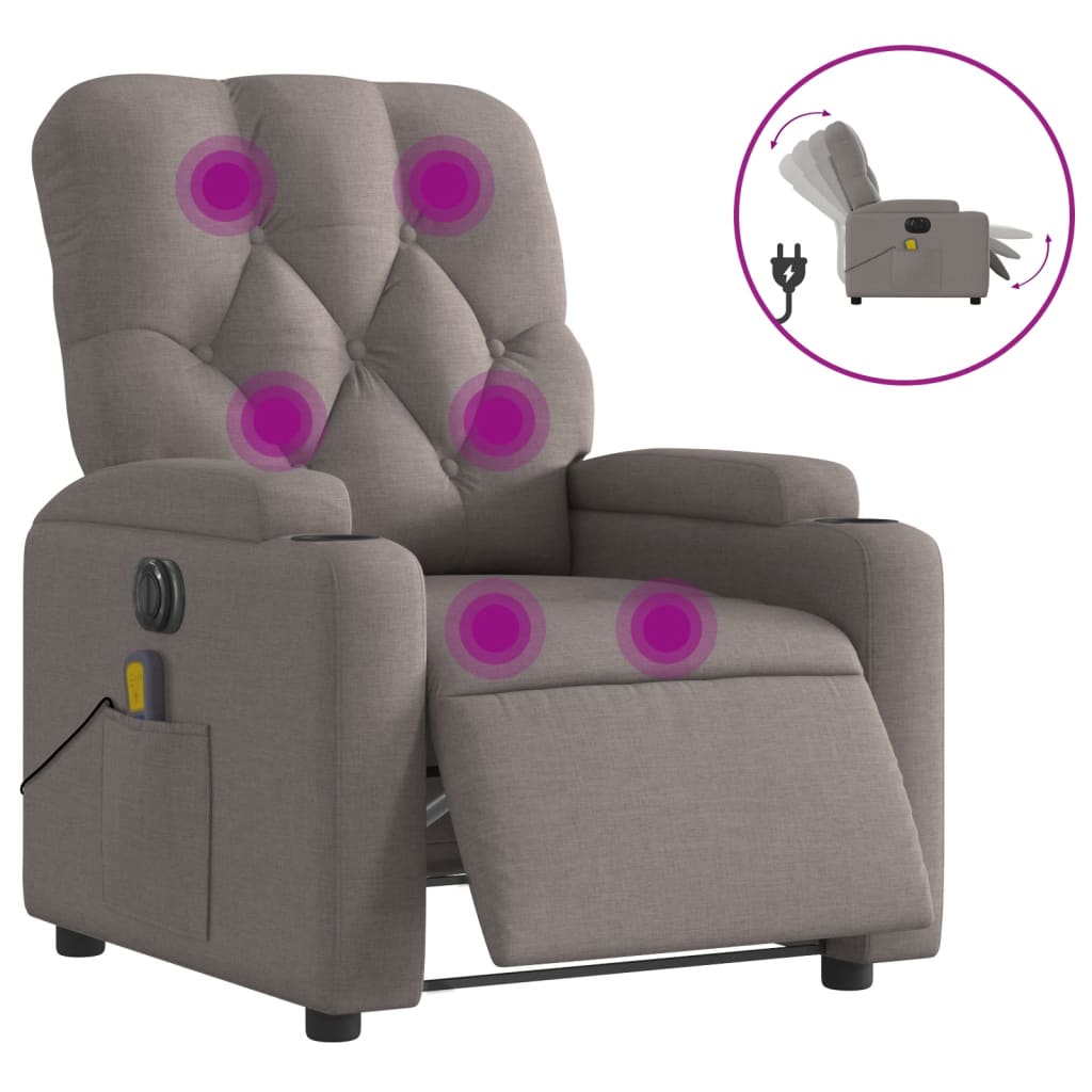 Massagestoel elektrisch verstelbaar stof taupe is nu te koop bij PeponiXL, paradijselijk wonen!