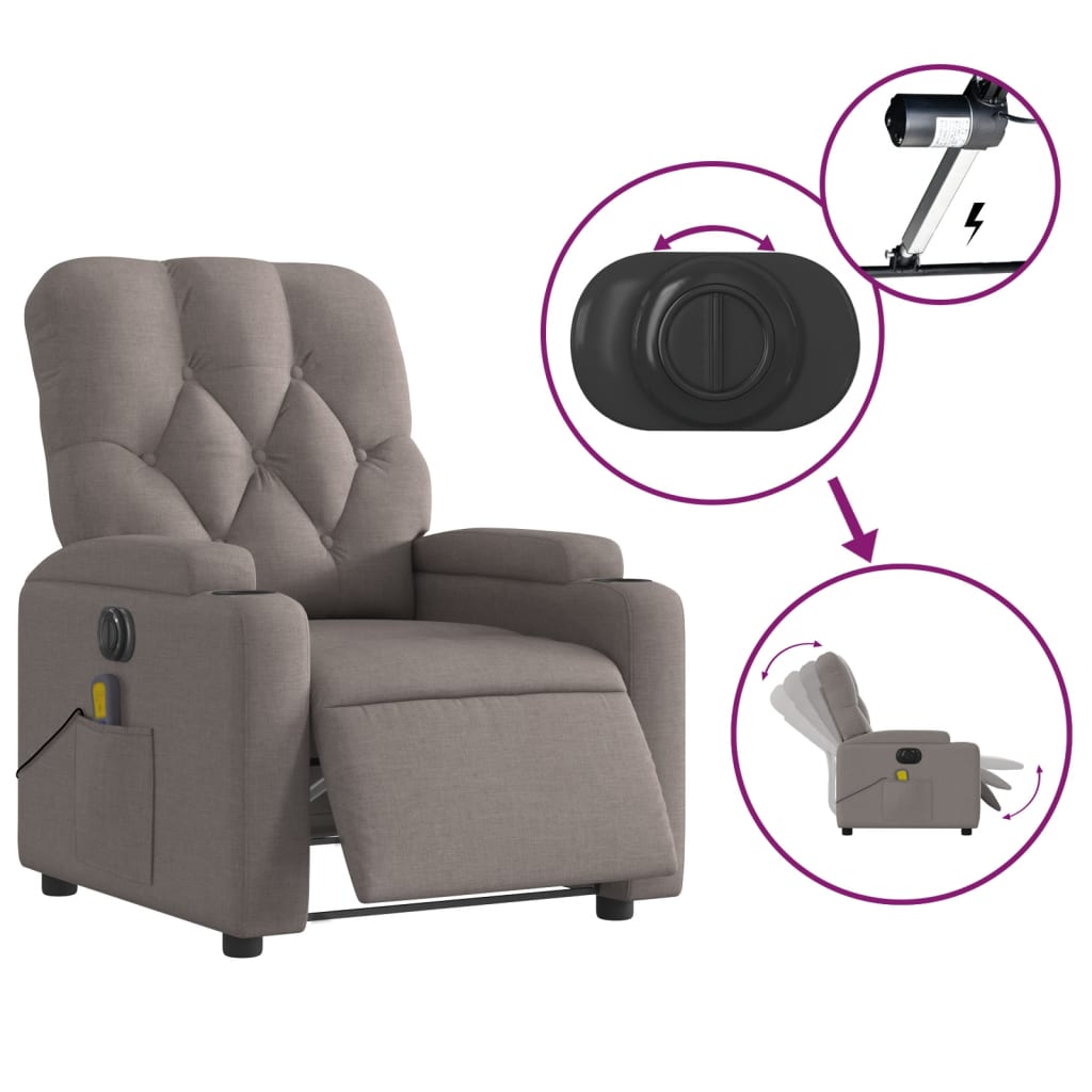 Massagestoel elektrisch verstelbaar stof taupe is nu te koop bij PeponiXL, paradijselijk wonen!