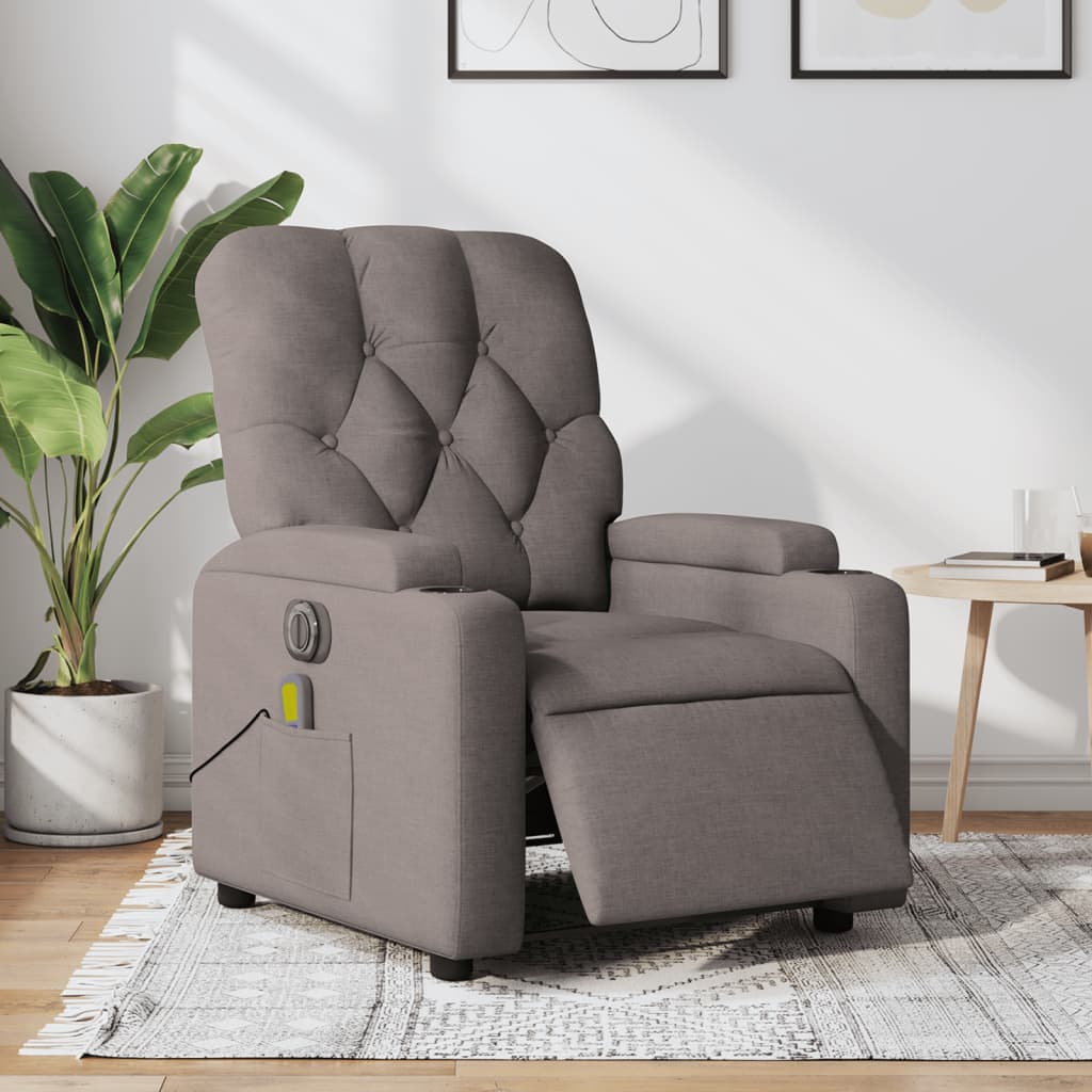 Massagestoel elektrisch verstelbaar stof taupe is nu te koop bij PeponiXL, paradijselijk wonen!